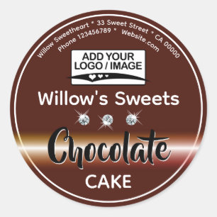 Modern Brown Rhinestone Cupcake Cake Pastry Label