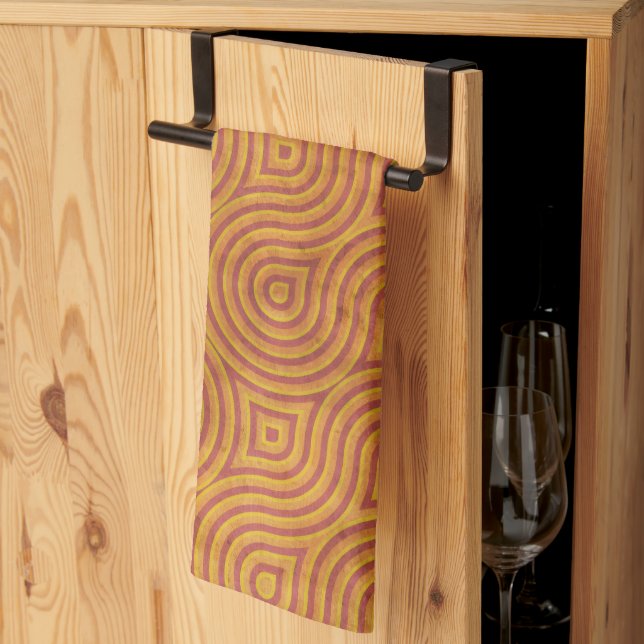 Modern Brown Rust Swirled Abstract Geometric Tea Towel (Thirds Fold)