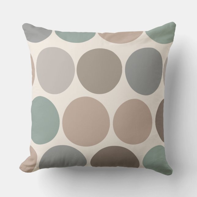 Modern Brown Sage and Beige Dot Pattern Cushion (Front)