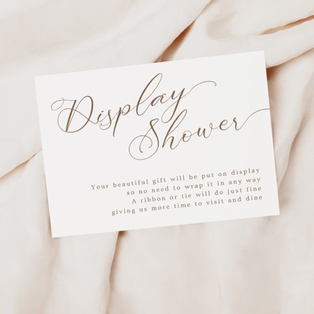 Modern Brown Script Bridal Shower Display Shower Enclosure Card (Creator Uploaded)