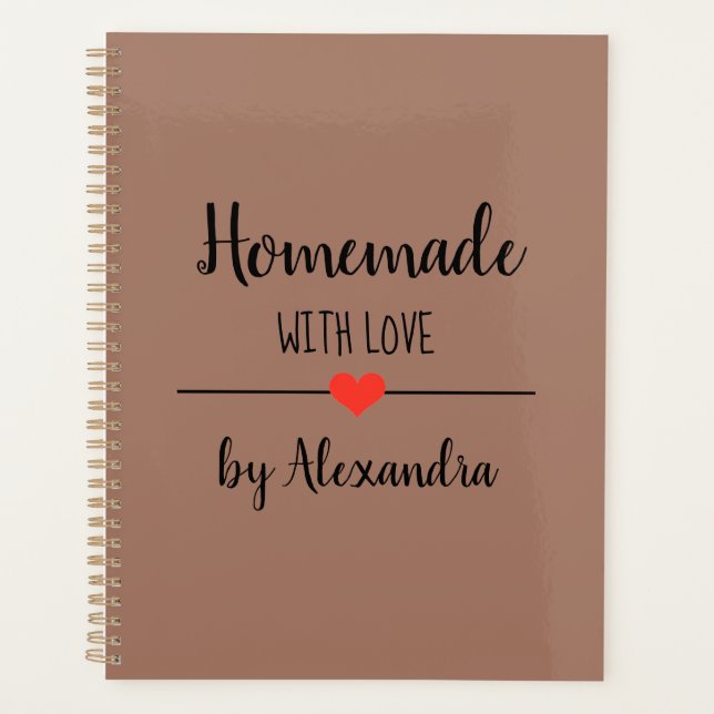 Modern brown script name recipe Avery Mini Binder Planner (Front)