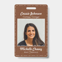 Modern Brown Stiched Leather Photo Badge