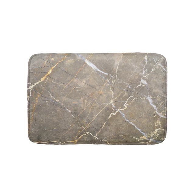 Modern Brown Stone, Marble Pattern Bath Mat (Front)