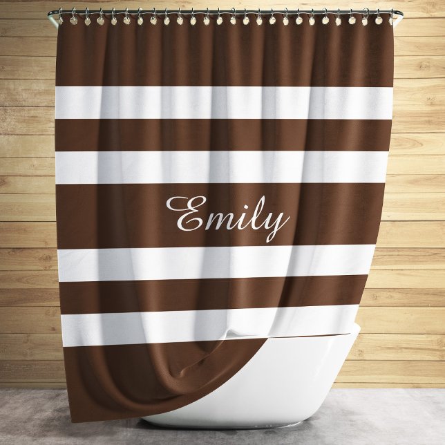 Modern Brown Stripes Pattern Shower Curtain (Modern Brown Stripes Pattern Shower Curtain)