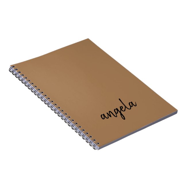 Modern brown stylish custom name notebook (Right Side)