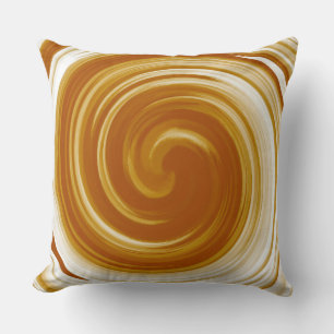 Modern Brown Swirl Abstract Art Cushion