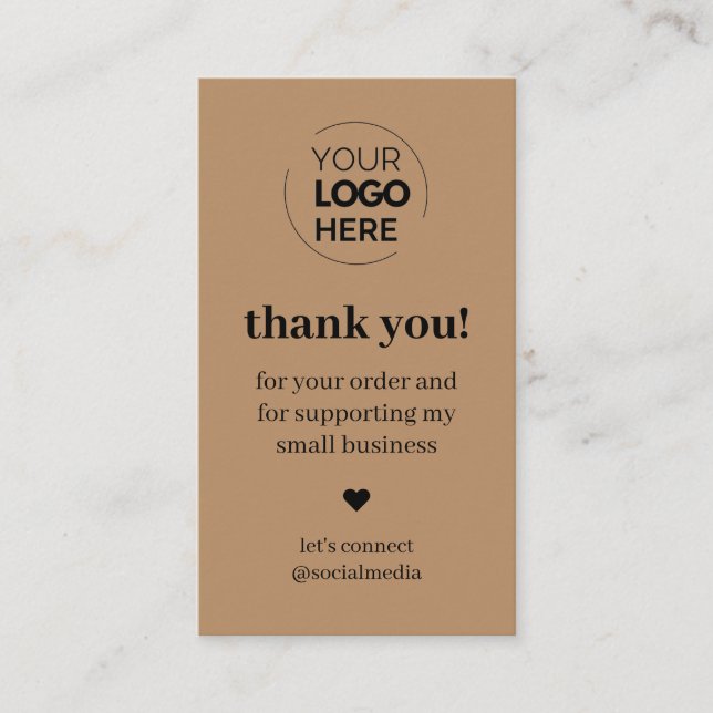 Modern Brown Thank You for Shopping Small  Business Card (Front)