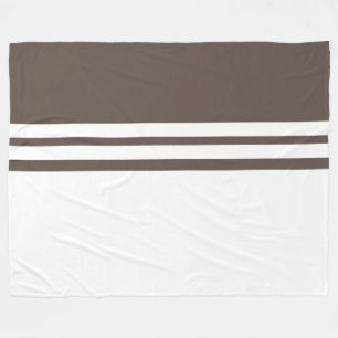 Modern Brown Twin White Racing Stripes Colour Bloc Fleece Blanket
