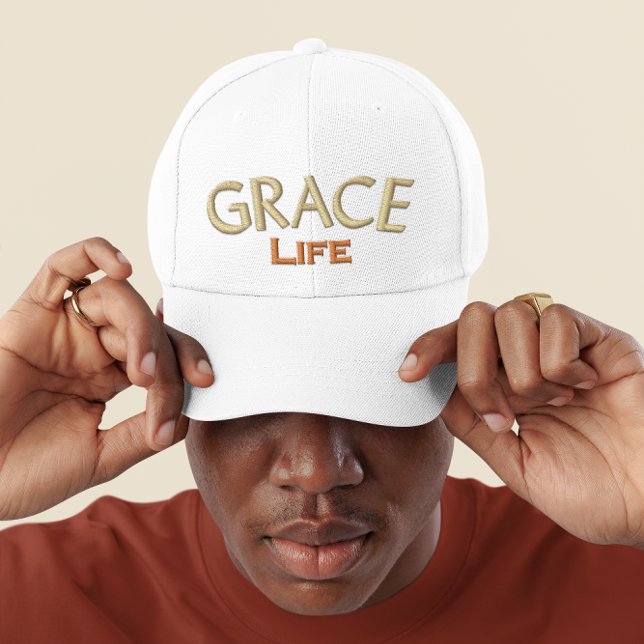 Modern Brown Typography Grace Life Monogram  Embroidered Hat (Creator Uploaded)
