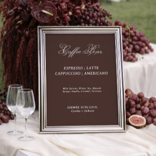 Modern Brown Wedding Coffee Bar Poster