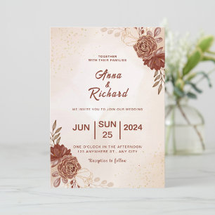 Modern Brown wedding Invitation