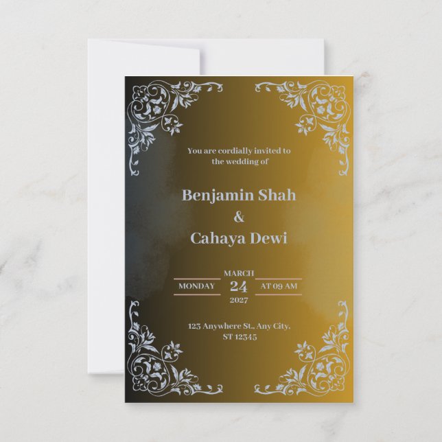 Modern brown wedding invitation (Front)