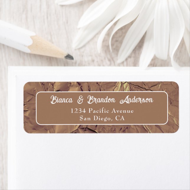 Modern Brown Wedding Return Address Labels (Insitu)