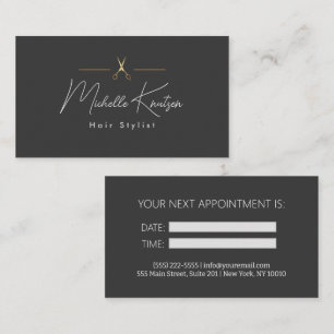 Modern  Brown white Hairstylist Appointment Card