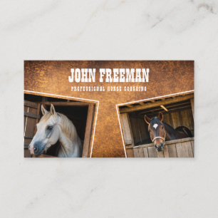 Modern Brown & White Horse Photo Equine Business Card