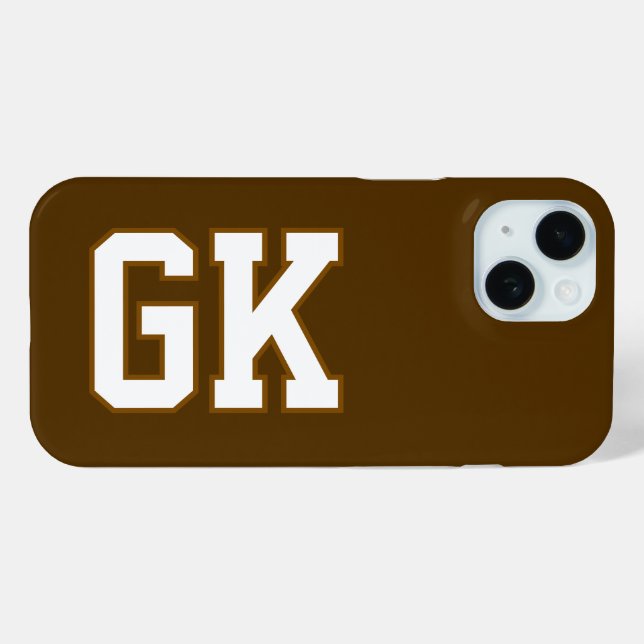 Modern  Brown White Monogram Initials Case-Mate iPhone Case (Back (Horizontal))