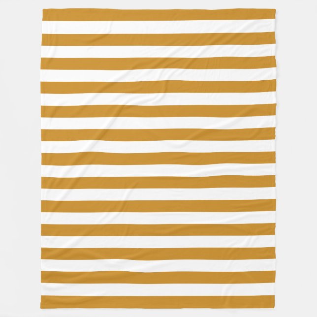 Modern Brown White Striped Decorative Template Fleece Blanket (Front)