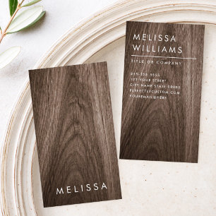 Modern brown wood minimalist professional vertical business card