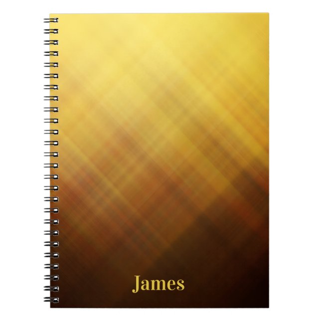 Modern brown yellow monogram name notebook (Front)