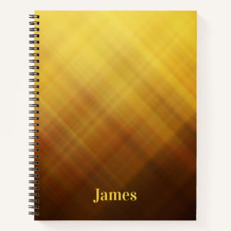 Modern brown yellow monogram name notebook