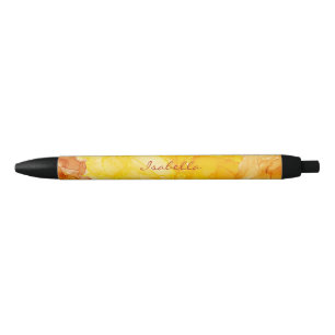 Modern Brown Yellow Sparkle Colour Ink Pattern  Black Ink Pen
