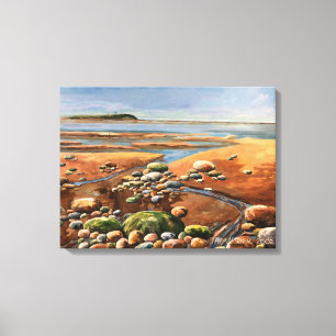 Modern Browns/Greens Sea Shore Painting Canvas Print