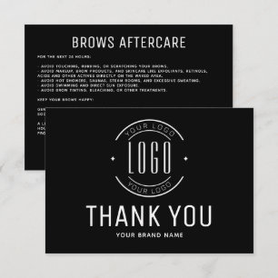 Modern brows aftercare business logo thank you card