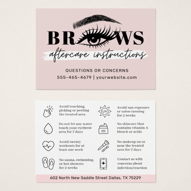 Modern Brows Aftercare PMU Brow Instructions Card (Front & Back)