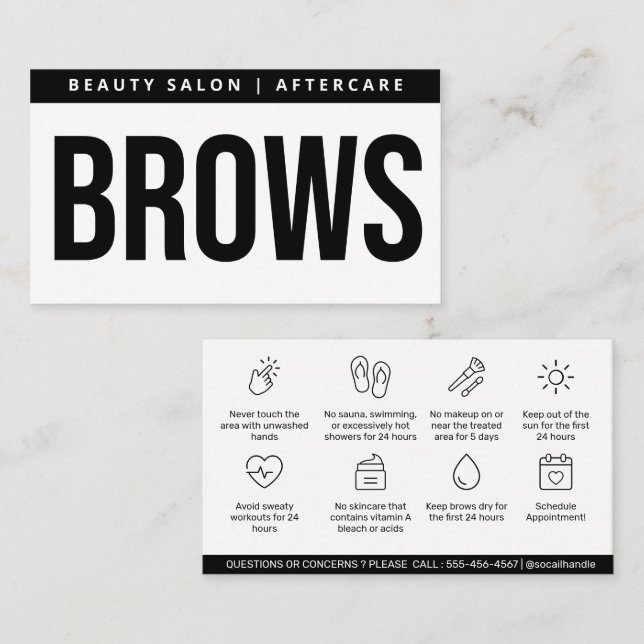 Modern Brows Aftercare PMU Brow Instructions Card (Front/Back)