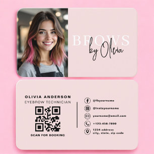Modern Brows Artist Blush Pink Business Card