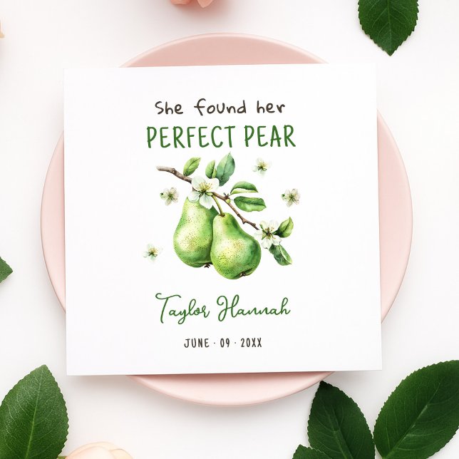 Modern Brunch Greenery Perfect Pear Bridal Shower  Napkin (Creator Uploaded)