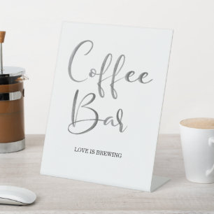 Modern Brush Calligraphy Script Coffee Bar Pedestal Sign