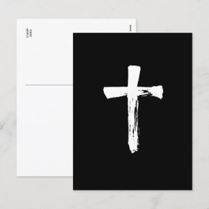 Modern Brush Cross - Christian Crucifix Jesus God Holiday Postcard