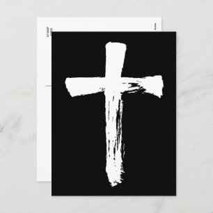 Modern Brush Cross - Christian Religious Crucifix Holiday Postcard