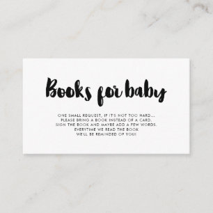 Modern brush font baby shower book request card