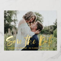 Modern Brush Hand Lettered Photo Save The Date