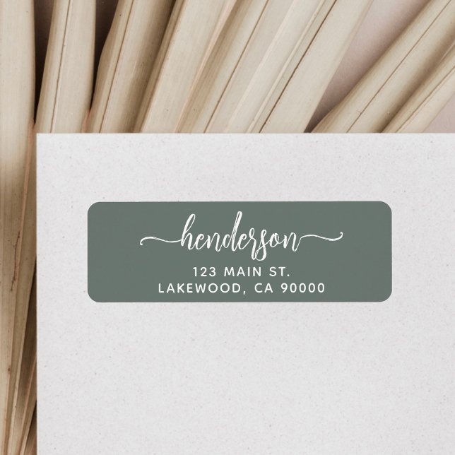 Modern Brush Handwritten Green Return Address (Creator Uploaded)