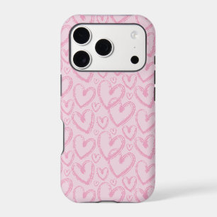 Modern Brush Heart Pastel Pink Pattern