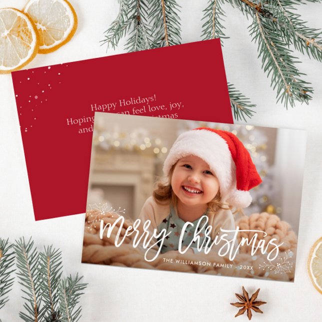 modern brush lettering holiday photo card (Creator Uploaded)