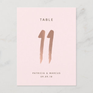 Modern Brush Rose Gold Wedding Table number 11 Postcard