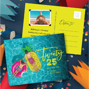 Modern Brush Script 2025 Typography New Year Photo Holiday Postcard