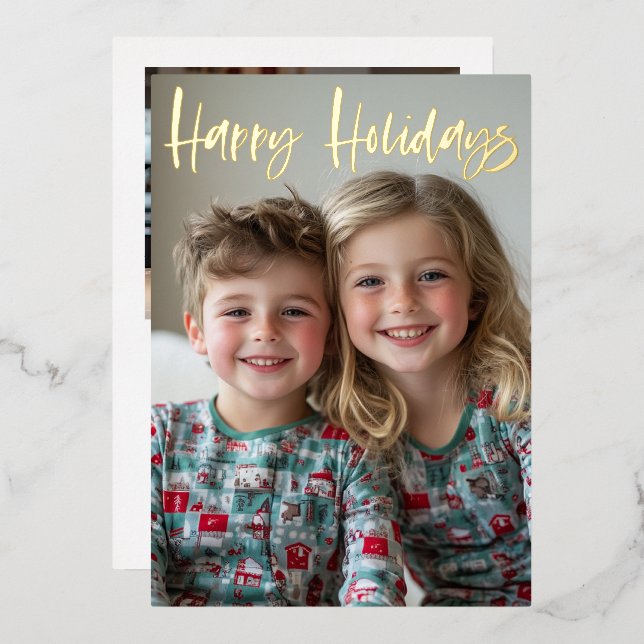 Modern Brush Script 2 Photo Christmas (Front/Back)