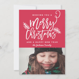 Modern Brush Script Bright Christmas Holiday Photo