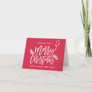 Modern Brush Script Bright Christmas Holiday Red