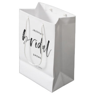 Modern Brush Script Calligraphy Bridal Shower Medium Gift Bag