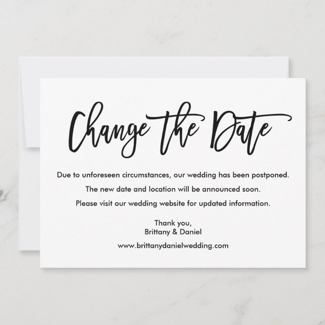 Modern Brush Script Change The Date Card (Front)