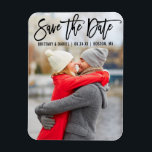 Modern Brush Script Couple Photo B Save The Date Magnet<br><div class="desc">Modern Brush Script Save The Date Engagement Couple Photo Magnet</div>