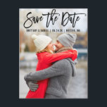Modern Brush Script Couple Photo B Save The Date Postcard<br><div class="desc">Modern Brush Script Save The Date Engagement Announcement Photo Postcard</div>
