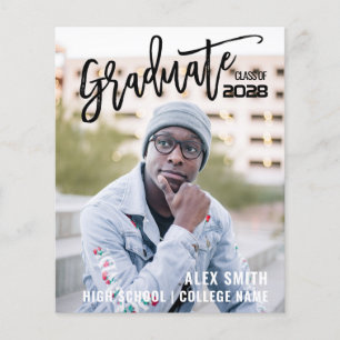 Modern Brush Script Full Photo Graduation Announce Flyer