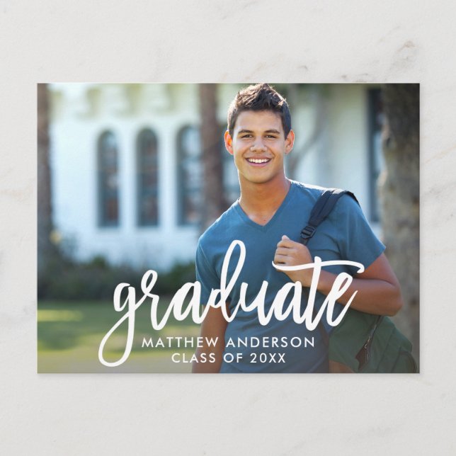 Modern Brush Script Graduation Announcement (Front)